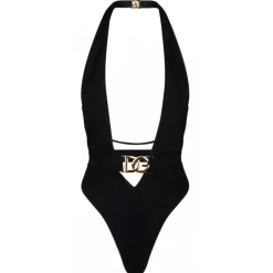 Dolce & Gabbana - Black Swimwear with Gold Logo Plaque - Dolce & Gabbana Exclusive Luxury Collection - Avvenice