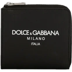 Dolce & Gabbana - Black and White Calf Leather Logo Print Wallet - Dolce & Gabbana Exclusive Luxury Collection - Avvenice