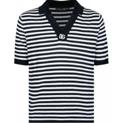 Dolce & Gabbana - Blue and White Striped Polo Shirt - Dolce & Gabbana Exclusive Luxury Collection - Avvenice
