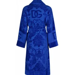 Dolce & Gabbana - Blue Cotton Bathrobe - Dolce & Gabbana Exclusive Luxury Collection - Avvenice
