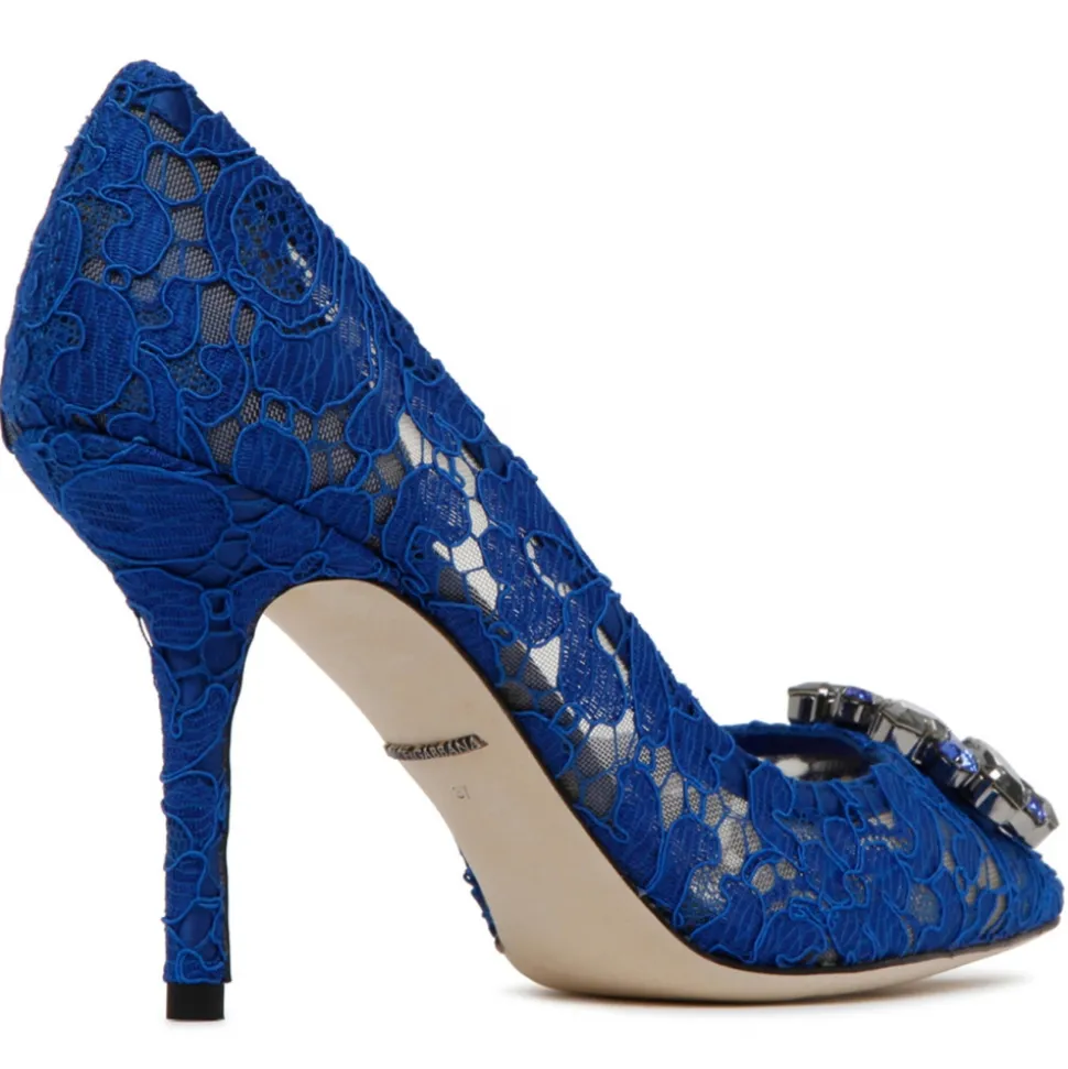 Dolce & Gabbana - Blue Leather Bellucci Taormina Lace Pumps - Dolce & Gabbana Exclusive Luxury Collection - Avvenice