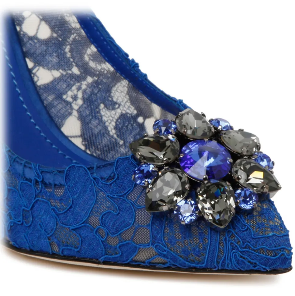Dolce & Gabbana - Blue Leather Bellucci Taormina Lace Pumps - Dolce & Gabbana Exclusive Luxury Collection - Avvenice