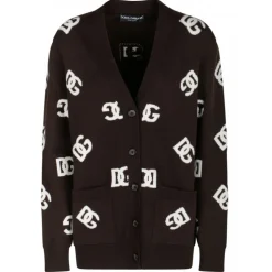 Dolce & Gabbana - Brown and White DG Monogram Cardigan - Dolce & Gabbana Exclusive Luxury Collection - Avvenice