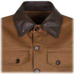 Dolce & Gabbana - Brown Leather Detailing Jacket - Dolce & Gabbana Exclusive Luxury Collection - Avvenice