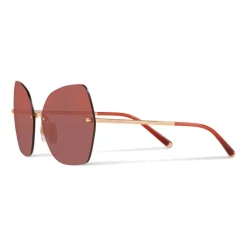 Dolce & Gabbana - Butterfly Sunglasses with Metallic Details - Burgundy Rose Gold - Dolce & Gabbana Eyewear - Avvenice