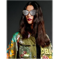 Dolce & Gabbana - Butterfly Sunglasses with DG Logo - Gold - Dolce & Gabbana Eyewear - Avvenice