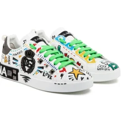 Dolce & Gabbana - Calf Leather Graffiti Print Low Top Sneakers - Dolce & Gabbana Exclusive Luxury Collection - Avvenice