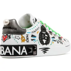 Dolce & Gabbana - Calf Leather Graffiti Print Low Top Sneakers - Dolce & Gabbana Exclusive Luxury Collection - Avvenice