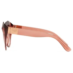 Dolce & Gabbana - Cat Eye Sunglasses Stones & Logo Plaque - Pink Mirror - Dolce & Gabbana Eyewear - Avvenice