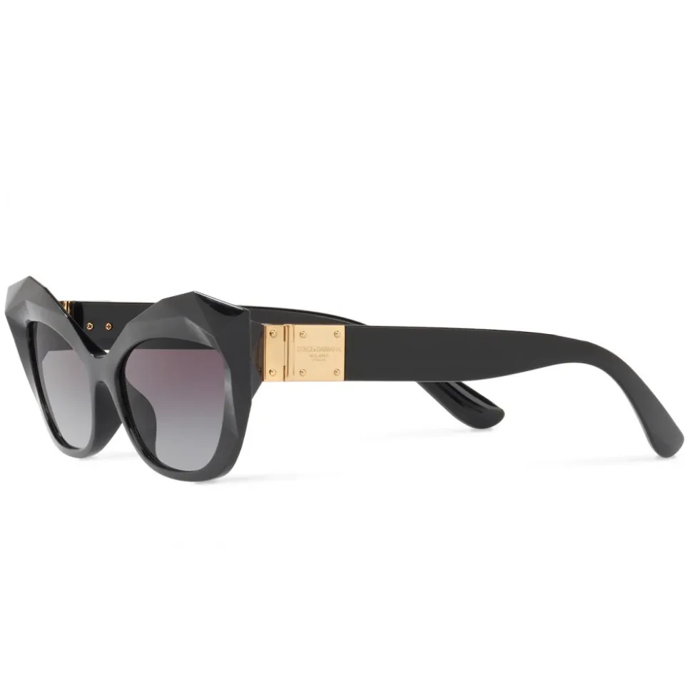 Dolce & Gabbana - Cat Eye Sunglasses Stones & Logo Plaque - Black - Dolce & Gabbana Eyewear - Avvenice