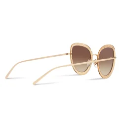 Dolce & Gabbana - Cat Eye Devotion Sunglasses with Lace - Gold - Dolce & Gabbana Eyewear - Avvenice