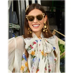 Dolce & Gabbana - Cat Eye Sunglasses Devotion - Gold Barocco - Dolce & Gabbana Eyewear - Avvenice