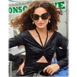 Dolce & Gabbana - Cat Eye Sunglasses Devotion - Gold Damasco - Dolce & Gabbana Eyewear - Avvenice