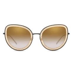 Dolce & Gabbana - Cat Eye Devotion Sunglasses with Lace - Gold Black - Dolce & Gabbana Eyewear - Avvenice