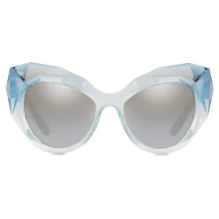 Dolce & Gabbana - Cat Eye Sunglasses Stones & Logo Plaque - Silver Mirror High - Dolce & Gabbana Eyewear - Avvenice