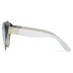 Dolce & Gabbana - Cat Eye Sunglasses Stones & Logo Plaque - Silver Mirror High - Dolce & Gabbana Eyewear - Avvenice
