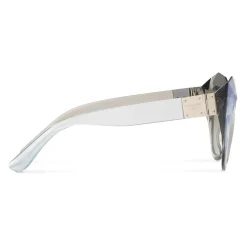 Dolce & Gabbana - Cat Eye Sunglasses Stones & Logo Plaque - Silver Mirror High - Dolce & Gabbana Eyewear - Avvenice