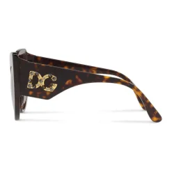 Dolce & Gabbana - Cat-Eye Sunglasses in Acetate with DG Logo - Havana - Dolce & Gabbana Eyewear - Avvenice