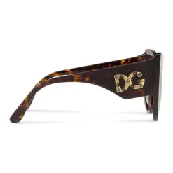 Dolce & Gabbana - Cat-Eye Sunglasses in Acetate with DG Logo - Havana - Dolce & Gabbana Eyewear - Avvenice