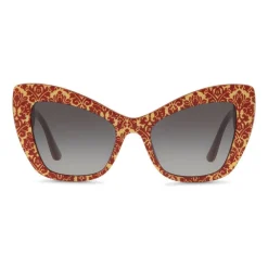 Dolce & Gabbana - Cat-Eye Acetate Sunglasses with "Sacred Heart" Decoration - Damasco Bordeaux Gold - Dolce & Gabbana Eyewear - Avvenice