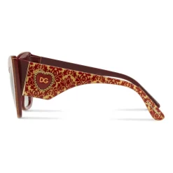 Dolce & Gabbana - Cat-Eye Acetate Sunglasses with "Sacred Heart" Decoration - Damasco Bordeaux Gold - Dolce & Gabbana Eyewear - Avvenice