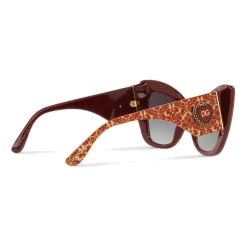 Dolce & Gabbana - Cat-Eye Acetate Sunglasses with "Sacred Heart" Decoration - Damasco Bordeaux Gold - Dolce & Gabbana Eyewear - Avvenice