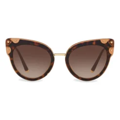 Dolce & Gabbana - Cat-Eye Sunglasses in Acetate with Metallic Details - Havana and Brown - Dolce & Gabbana Eyewear - Avvenice