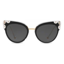 Dolce & Gabbana - Cat-Eye Sunglasses in Acetate with Metallic Details - Black and Crystal - Dolce & Gabbana Eyewear - Avvenice