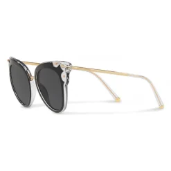 Dolce & Gabbana - Cat-Eye Sunglasses in Acetate with Metallic Details - Black and Crystal - Dolce & Gabbana Eyewear - Avvenice