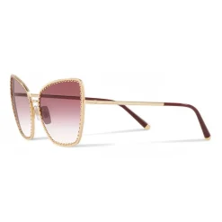 Dolce & Gabbana - Cat-Eye Sunglasses with "Sacred Heart" Metal Profile - Gold & Bordeaux - Dolce & Gabbana Eyewear - Avvenice