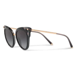 Dolce & Gabbana - Cat-Eye Sunglasses in Acetate with Metallic Details - Black - Dolce & Gabbana Eyewear - Avvenice