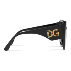 Dolce & Gabbana - Cat-Eye Sunglasses in Acetate with DG Logo - Black - Dolce & Gabbana Eyewear - Avvenice