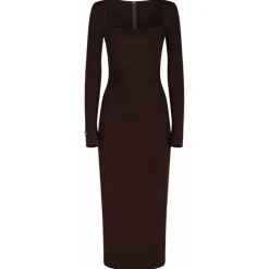 Dolce & Gabbana - Dark Brown Jersey Midi Dress - Dolce & Gabbana Exclusive Luxury Collection - Avvenice