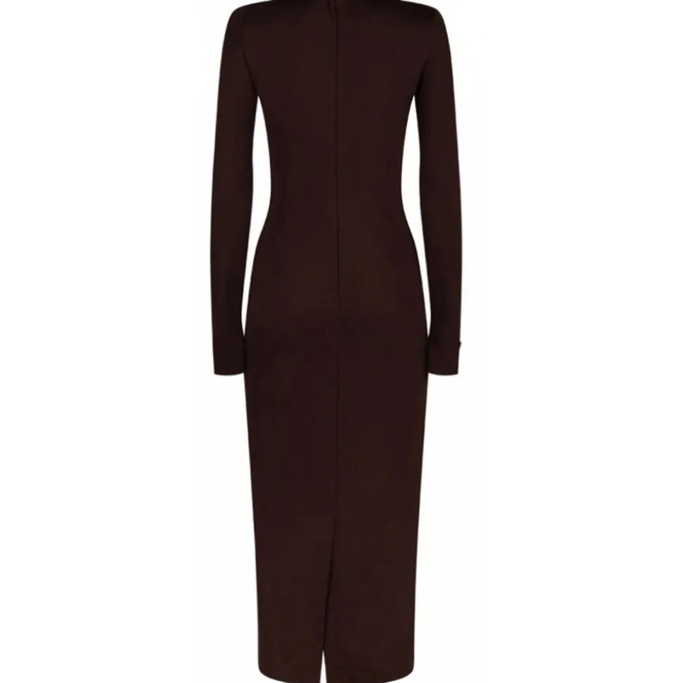 Dolce & Gabbana - Dark Brown Jersey Midi Dress - Dolce & Gabbana Exclusive Luxury Collection - Avvenice