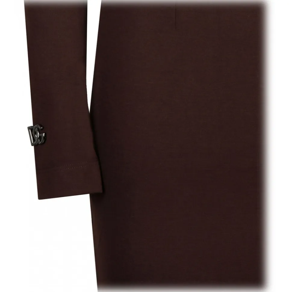 Dolce & Gabbana - Dark Brown Jersey Midi Dress - Dolce & Gabbana Exclusive Luxury Collection - Avvenice
