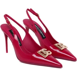 Dolce & Gabbana - Dark Red Calf Leather Heeled Slingback Pumps - Dolce & Gabbana Exclusive Luxury Collection - Avvenice