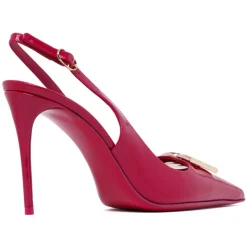 Dolce & Gabbana - Dark Red Calf Leather Heeled Slingback Pumps - Dolce & Gabbana Exclusive Luxury Collection - Avvenice