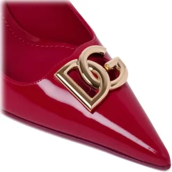 Dolce & Gabbana - Dark Red Calf Leather Heeled Slingback Pumps - Dolce & Gabbana Exclusive Luxury Collection - Avvenice