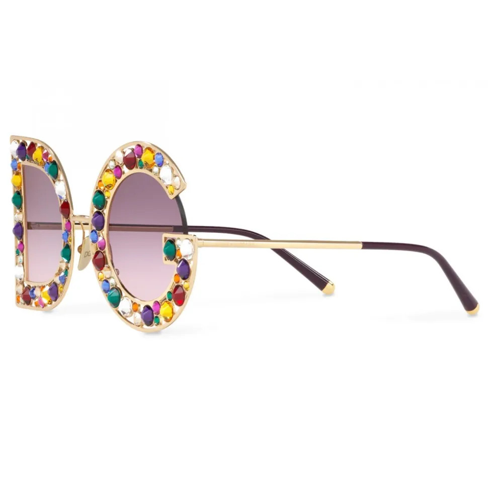 Dolce & Gabbana - DG Crystal Sunglasses - Gold - Dolce & Gabbana Eyewear - Avvenice