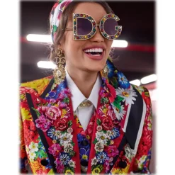 Dolce & Gabbana - DG Crystal Sunglasses - Gold - Dolce & Gabbana Eyewear - Avvenice