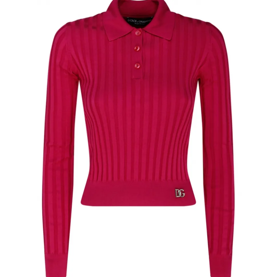 Dolce & Gabbana - Fuchsia Silk Cropped Polo Shirt - Dolce & Gabbana Exclusive Luxury Collection - Avvenice