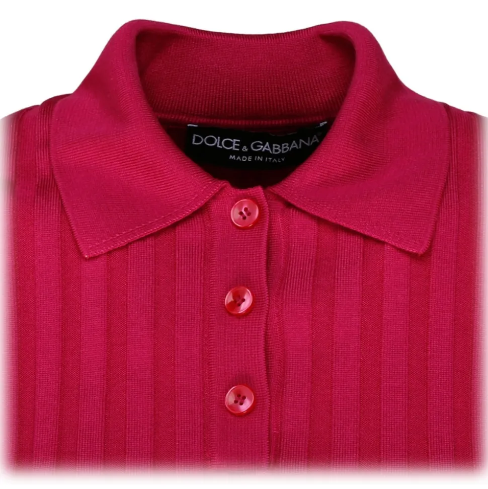 Dolce & Gabbana - Fuchsia Silk Cropped Polo Shirt - Dolce & Gabbana Exclusive Luxury Collection - Avvenice