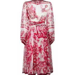Dolce & Gabbana - Fucsia Maiolica Print Chiffon Dress - Dolce & Gabbana Exclusive Luxury Collection - Avvenice