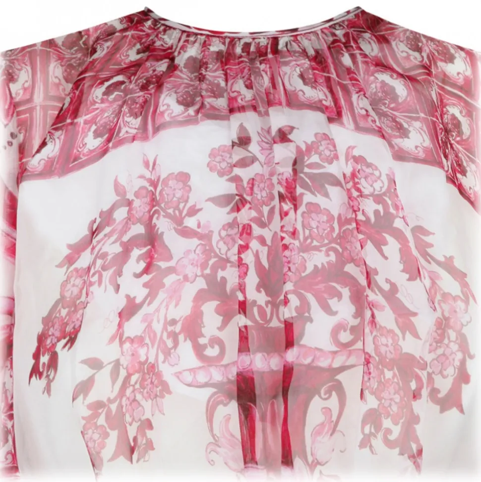 Dolce & Gabbana - Fucsia Maiolica Print Chiffon Dress - Dolce & Gabbana Exclusive Luxury Collection - Avvenice