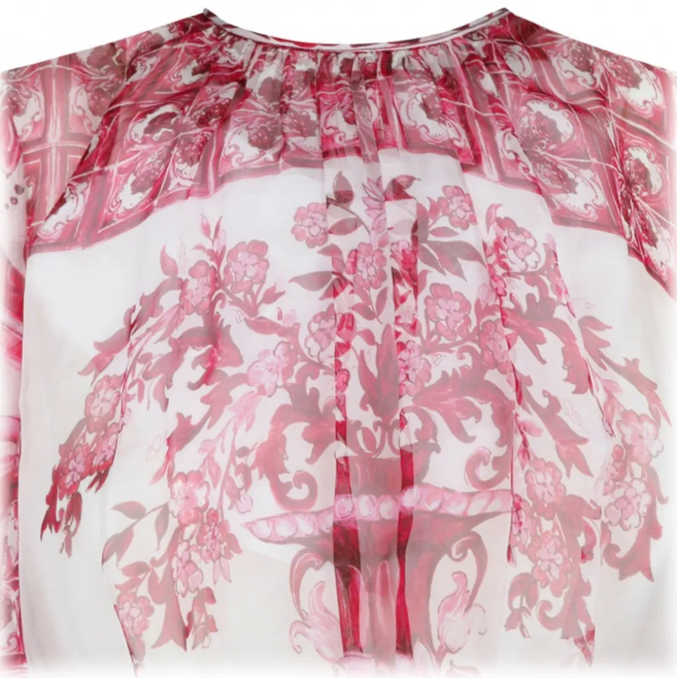 Dolce & Gabbana - Fucsia Maiolica Print Chiffon Dress - Dolce & Gabbana Exclusive Luxury Collection - Avvenice