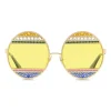Dolce & Gabbana - Oval Metal Sunglasses with Crystals - Shiny Gold Multicolored - Dolce & Gabbana Eyewear - Avvenice