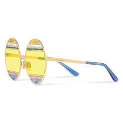 Dolce & Gabbana - Oval Metal Sunglasses with Crystals - Shiny Gold Multicolored - Dolce & Gabbana Eyewear - Avvenice