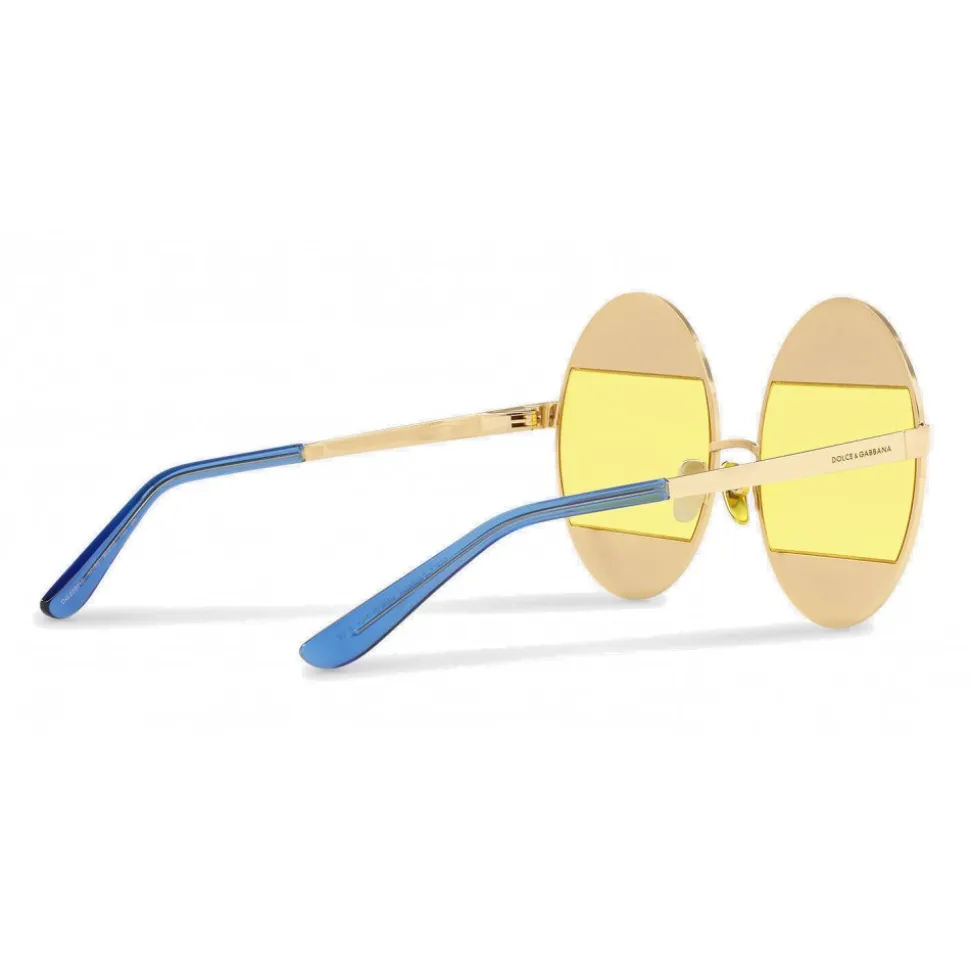 Dolce & Gabbana - Oval Metal Sunglasses with Crystals - Shiny Gold Multicolored - Dolce & Gabbana Eyewear - Avvenice