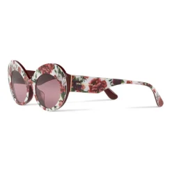 Dolce & Gabbana - Oval Sunglasses in Floral Print Acetate - Burgundy - Dolce & Gabbana Eyewear - Avvenice
