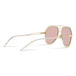 Dolce & Gabbana - Pilot Sunglasses with Metallic Profile - Shiny Light Gold Rose - Dolce & Gabbana Eyewear - Avvenice